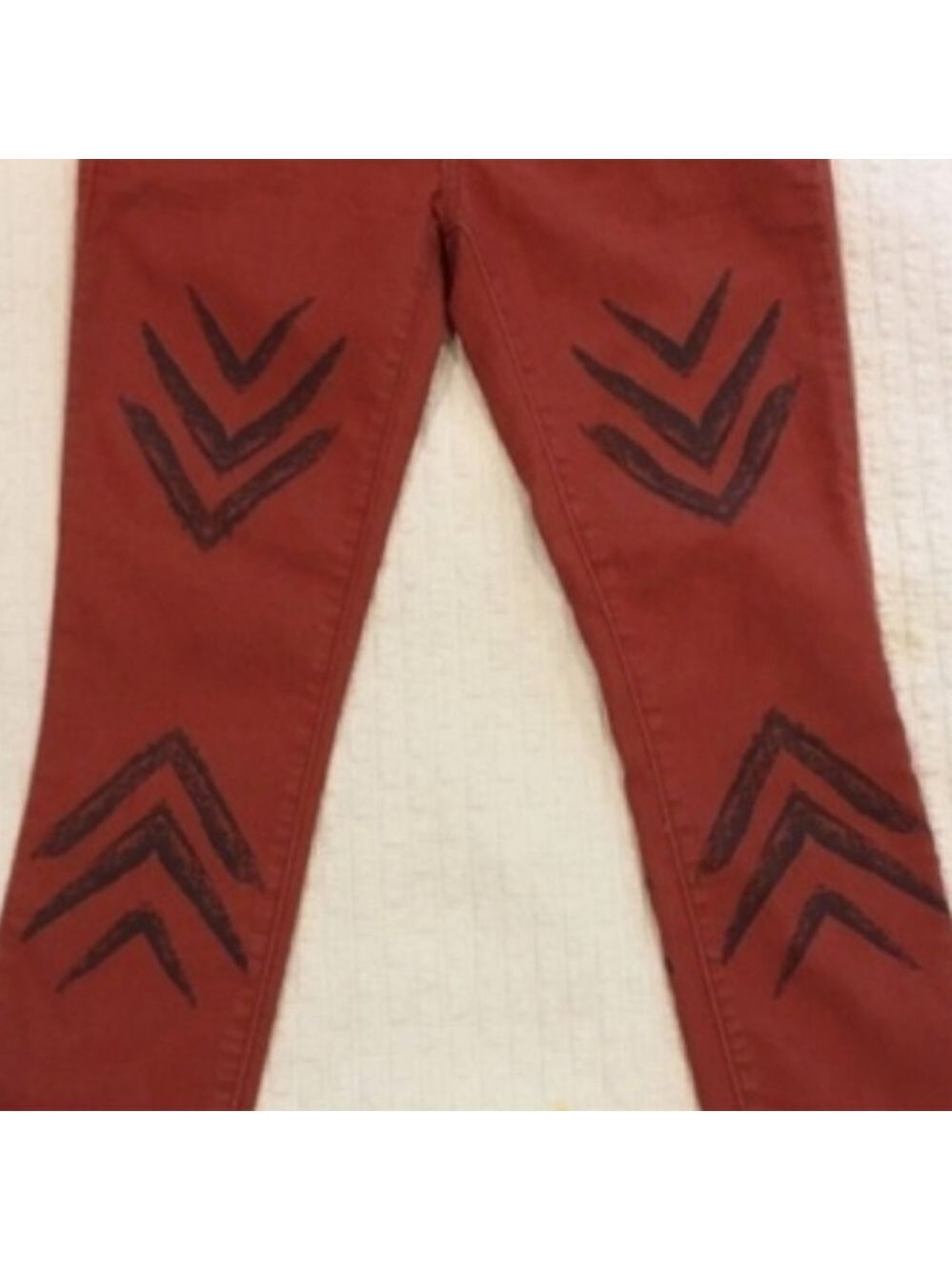 Free People Chevron Skinny Jeans Burnt Sienna 26 - Picture 5 of 10